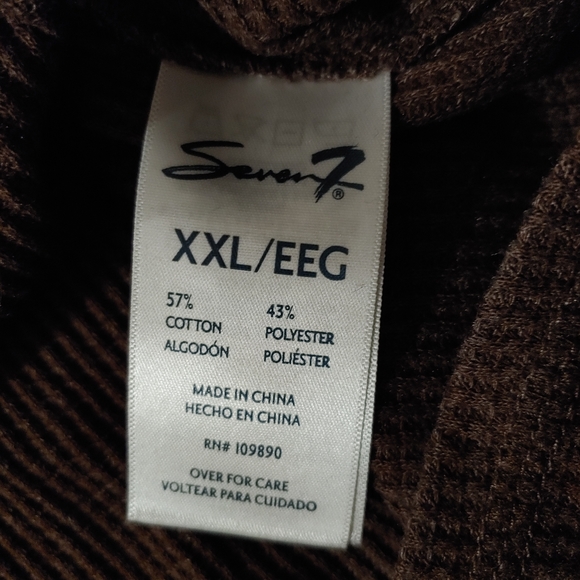 NWT Seven7 Waffle Knit Shirt, Brown, XXL - Picture 5 of 6